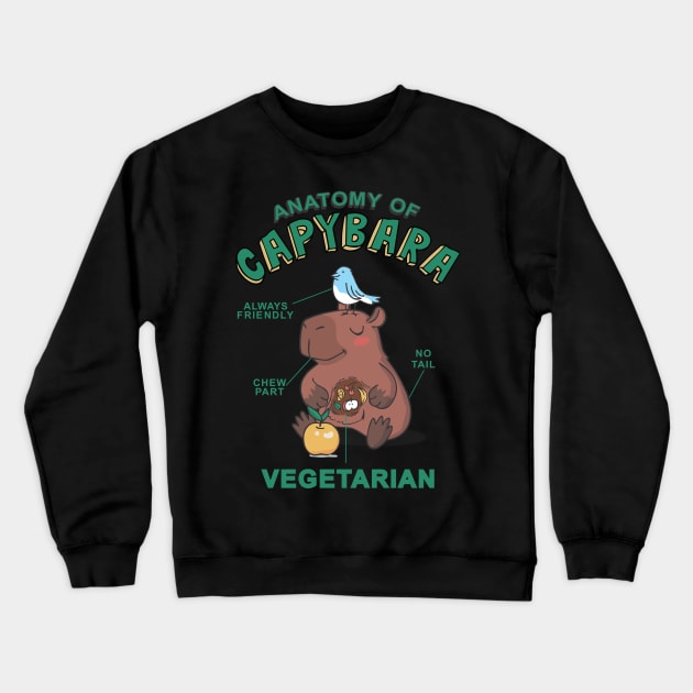 Friendly Capybara Vegetarian Crewneck Sweatshirt by dnacreativedesign